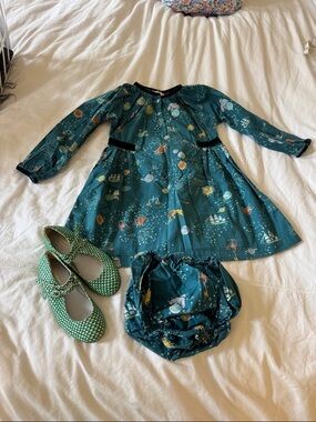 Kids Teal Space-Print dress